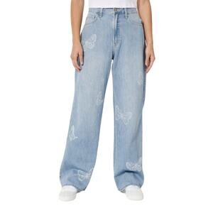 Hollister Ultra High Rise Dad Jean Wide Leg Butterfly Print Womens Size W24/ L31